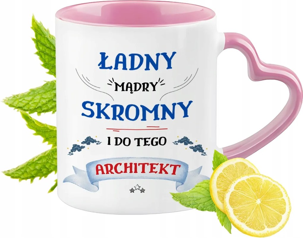 Építész Bögre Rózsaszín Szív Alakú Füllel Kávé Ajándék