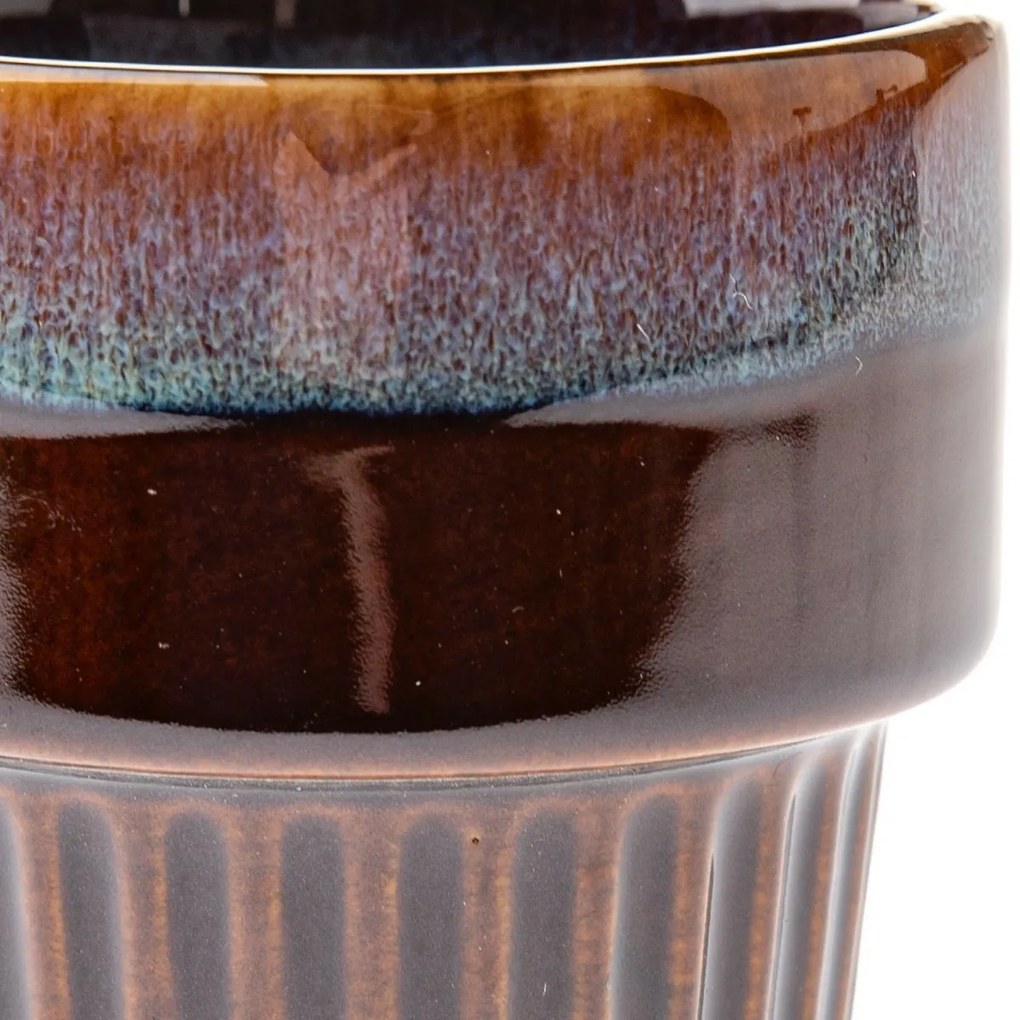 4 darabos kerámia bögre szett Rustik 100 ml, sötétbarna