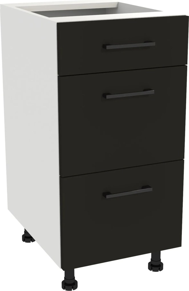 Konyhaszekrény fiókokkal Slim 40 Capri Fehér front Fekete matt