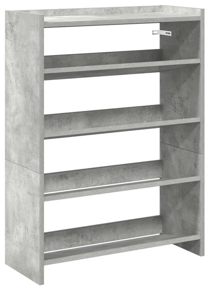 betonszürke szerelt fa cipőtartó 60x25x81 cm