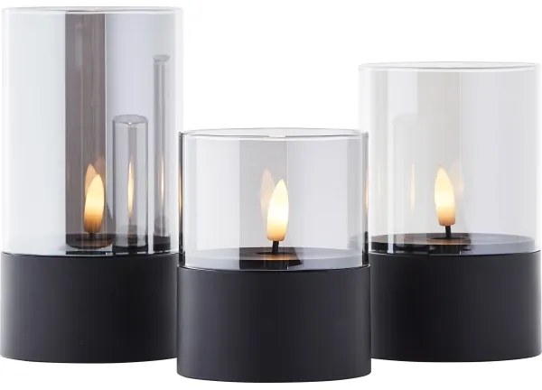 Brilliant - 3 darabos BOUGIE LED gyertya szett LED/2xAA IP44, fekete/füstszínű