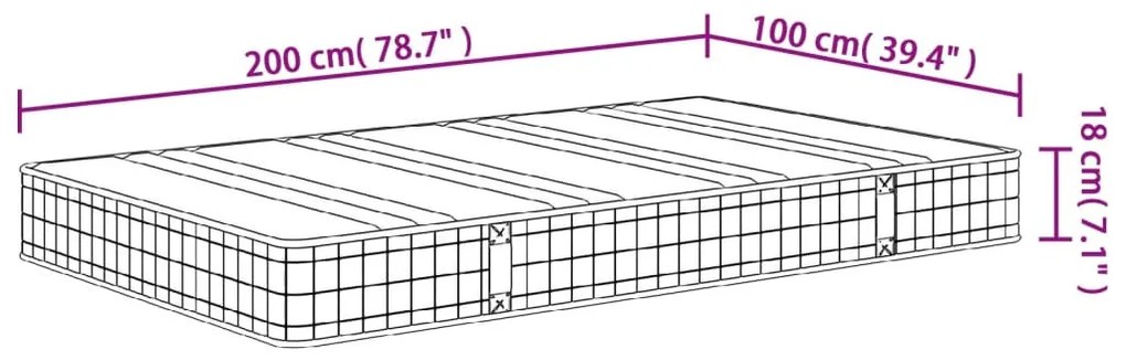 vidaXL közepes Bonnell rugós matrac 100x200 cm