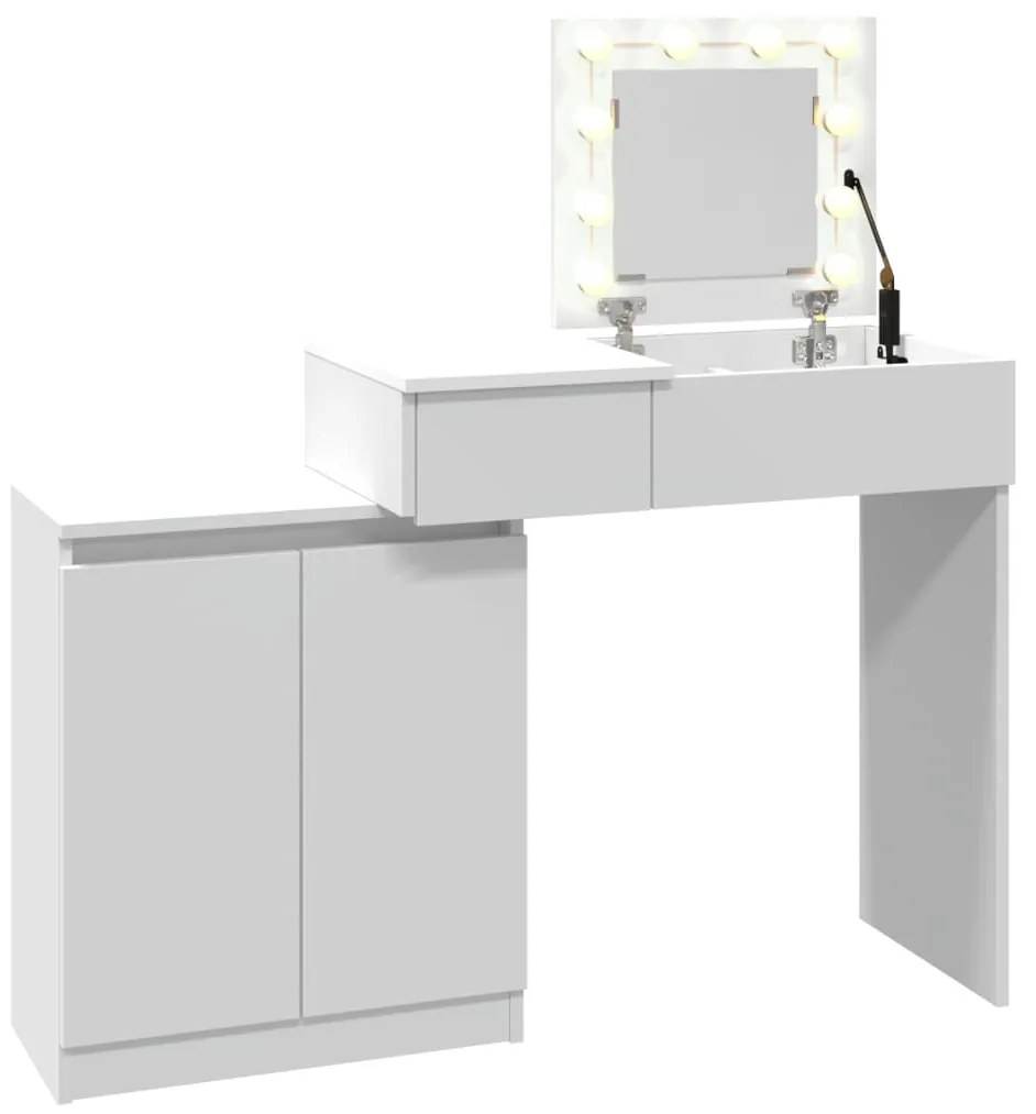 fehér LED-es fésülködőasztal 115 x 37 x 110,5 cm