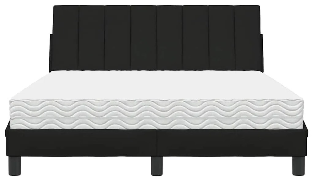 fekete szövet ágy matraccal 120x200 cm