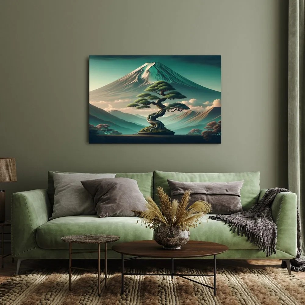 Kép bonsai és hegy japán stílusban