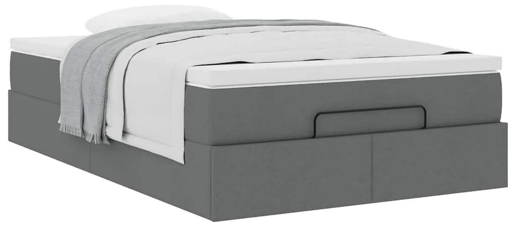 Ottomán ágykeret matraccal sötétszürke 120x190 cm szövet