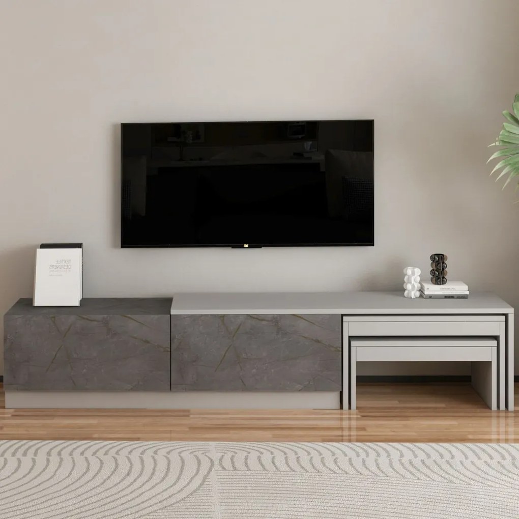 Nest TV-állvány, gordion márvány-szürke, 180 cm