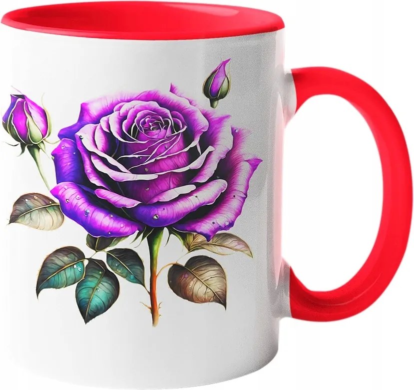 Eredeti Bögre Lila Rózsa Virágok Kerámia 330ml.