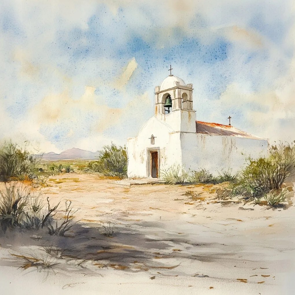 Vászonkép Canvas Tájkép Sivatag Mexikó Templom Kápolna Kilátás 80x80