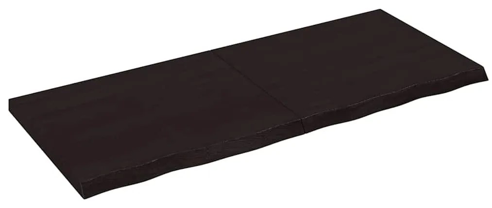 sötétbarna kezelt tömör fa fürdőszobai pult 120x50x(2-4) cm