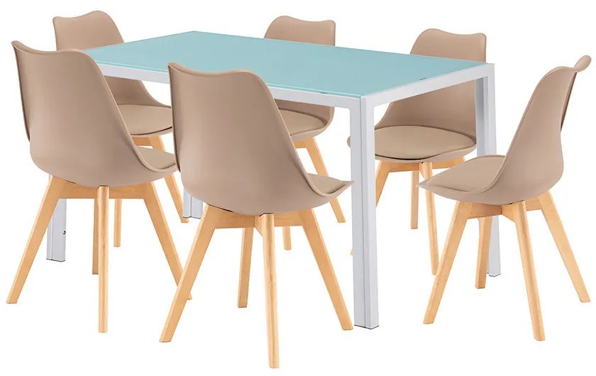 Nuvia 6+1 étkező garnitúra fehér-bézs