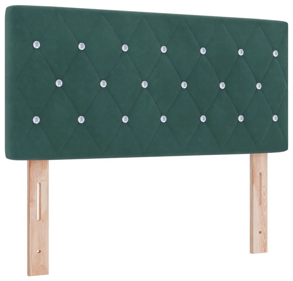 Fejtámla Kristálygombos Kárpitozott Sötét Zöld 90 cm Bársony