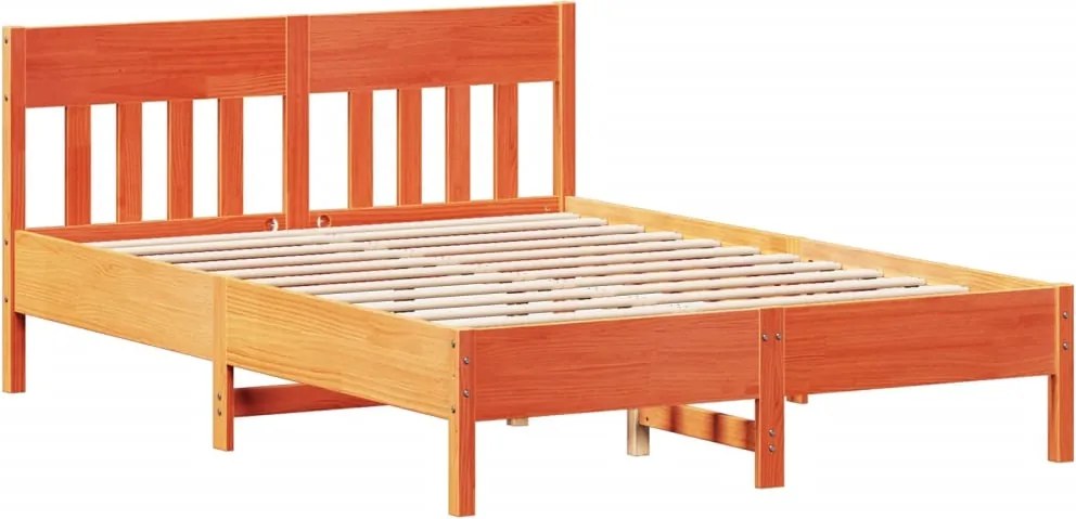 vidaXL viaszbarna tömör fenyőfa ágy matrac nélkül 120 x 200 cm