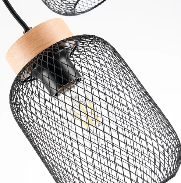 Brilagi - BASKLITE kábeles csillár 3xE27/15W/230V kaucsukfa/fekete