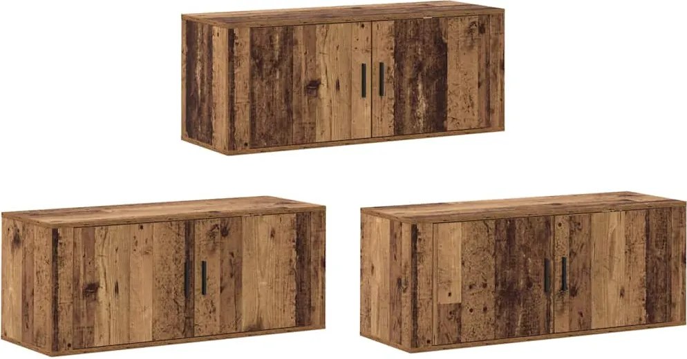 vidaXL Fali TV szekrény szett 3 pcs Öreg fa 100 x 34,5 x 40 cm Faanyag