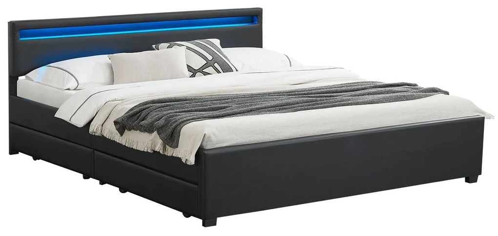 Deuba Kárpitozott ágy Lyon 140 x 200 cm - fekete