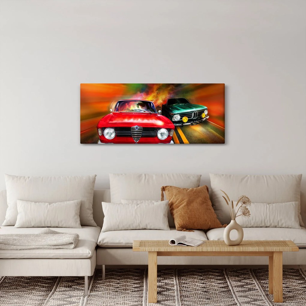 Kép - Retro versenyautók (120x50 cm)