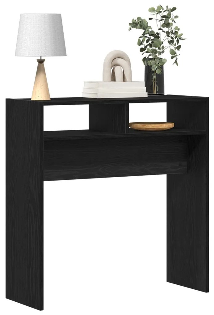 fekete tölgy konzolasztal - 78x30x80 cm - Műanyagfából készült