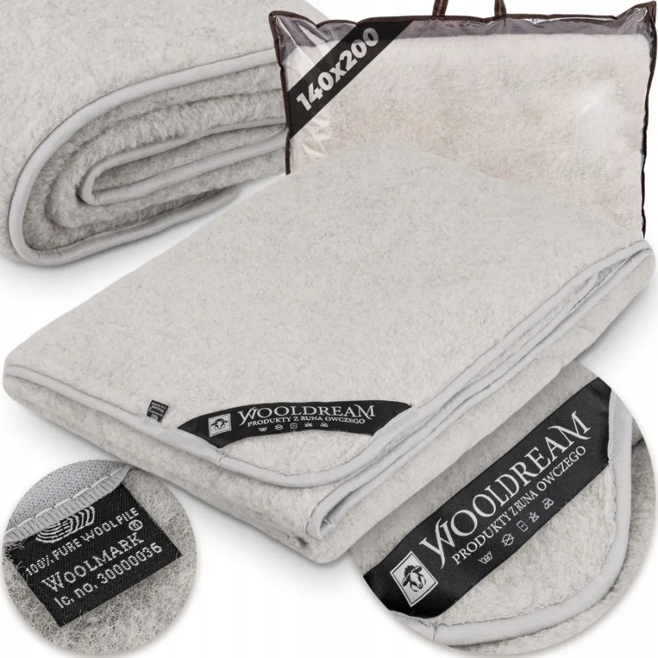 Gyapjú Takaró Nagy Meleg Ágytakaró Merinó Gyapjú Ausztrál Szürke 140x200