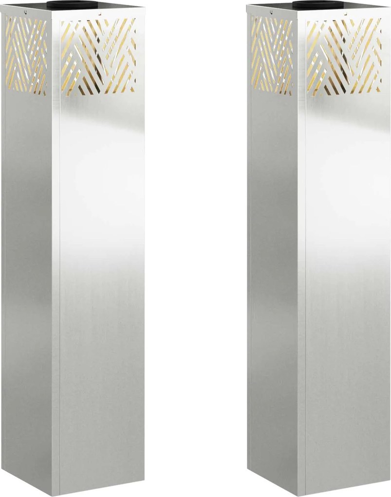 vidaXL Napelemmel működő LED ösvény világítás 2 pcs Ezüst Galvanizált