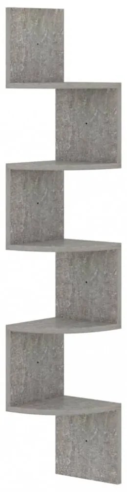 betonszürke szerelt fa fali sarokpolc 19 x 19 x 123 cm