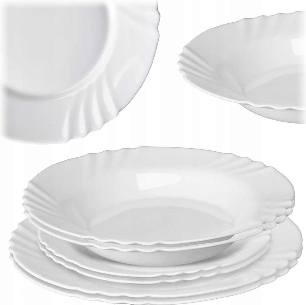 Ebédlő Szett 2 Személyes Tányér Szett Tányér Étkészlet Fehér 6db-os