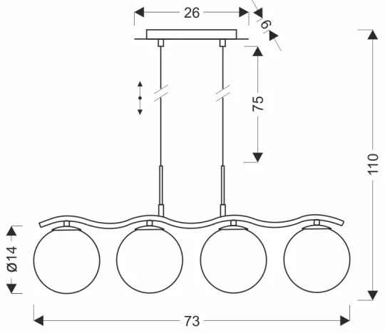Kábelre függesztett csillár LUMOS 4xG9/20W/230V füstös fekete