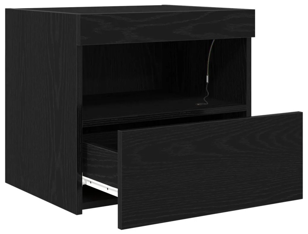 LED világítással felszerelt éjjeli szekrények 2 db Fekete tölgy 50x40x45 cm