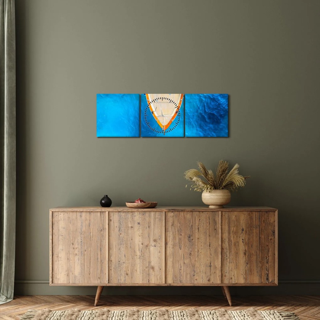 Kép - Nyári hajó (órával) (90x30 cm)