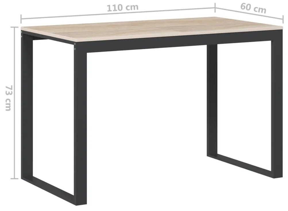 vidaXL fekete-tölgyszínű forgácslap számítógépasztal 110 x 60 x 73 cm