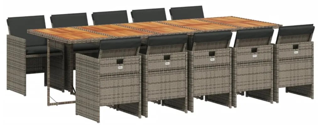 11 részes szürke polyrattan kerti ülőgarnitúra párnákkal