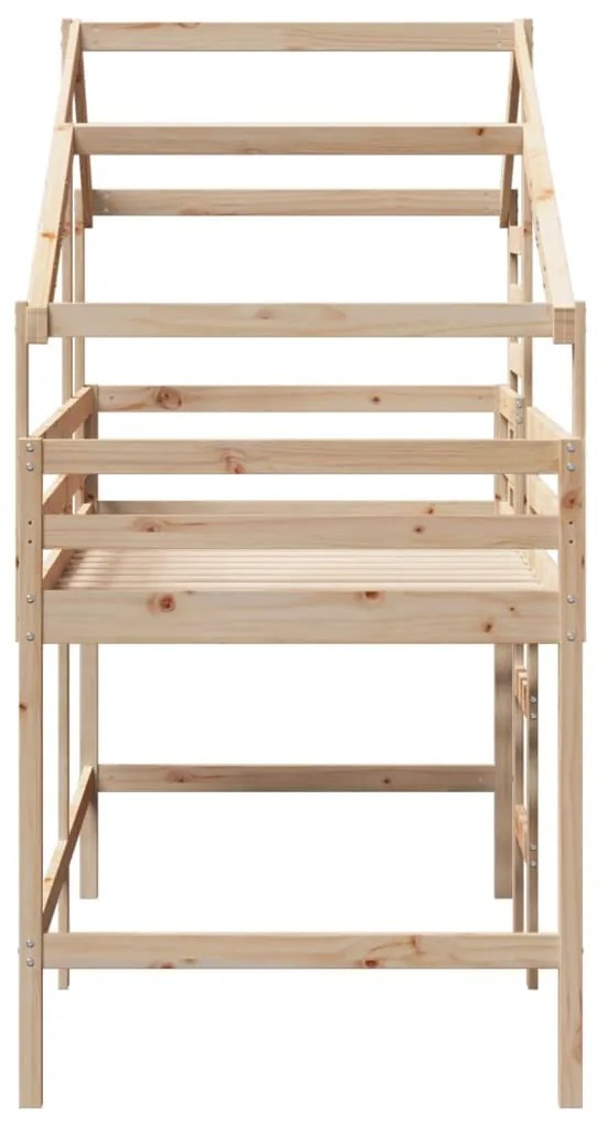 tömör fenyőfa galériaágy létrával és tetővel 90 x 200 cm