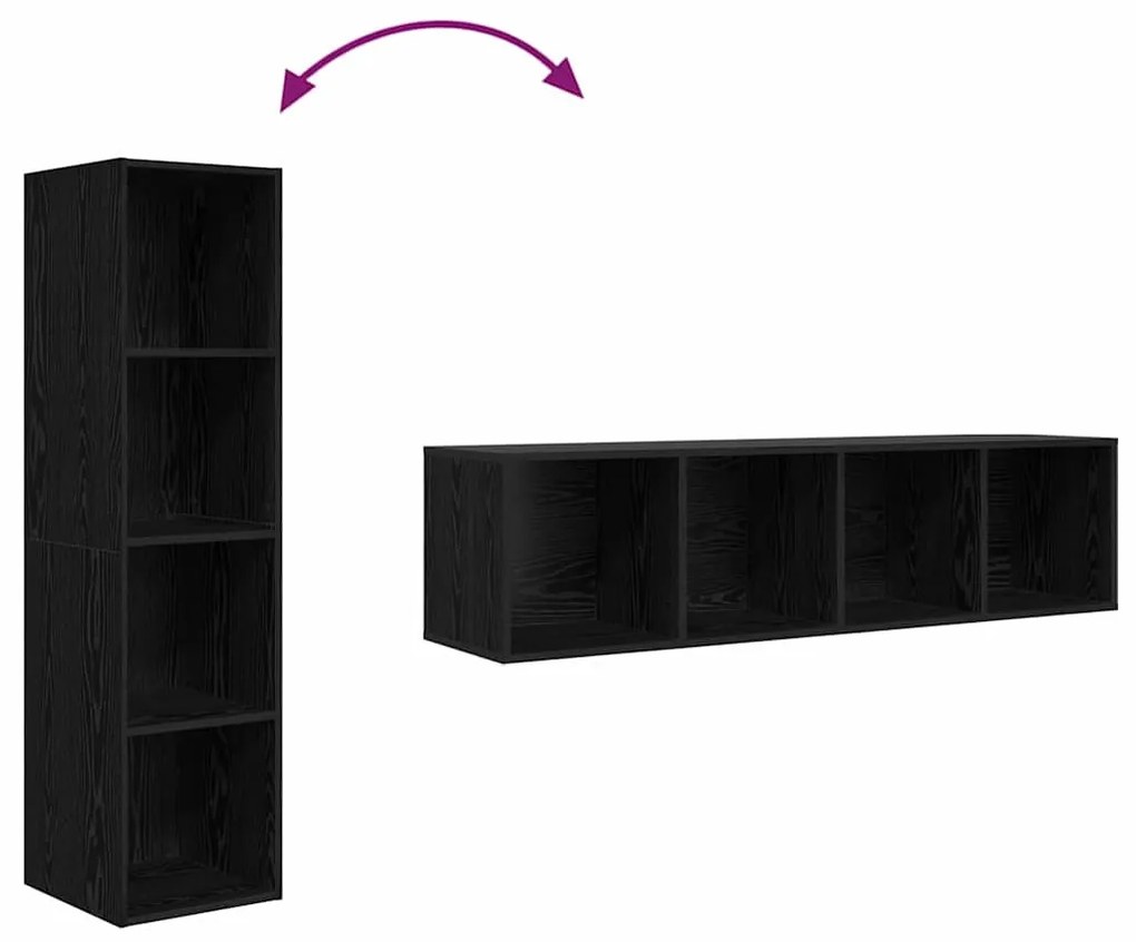 TV szekrény 2 pcs Fekete 37 x 37 x 142.5 cm Faanyag