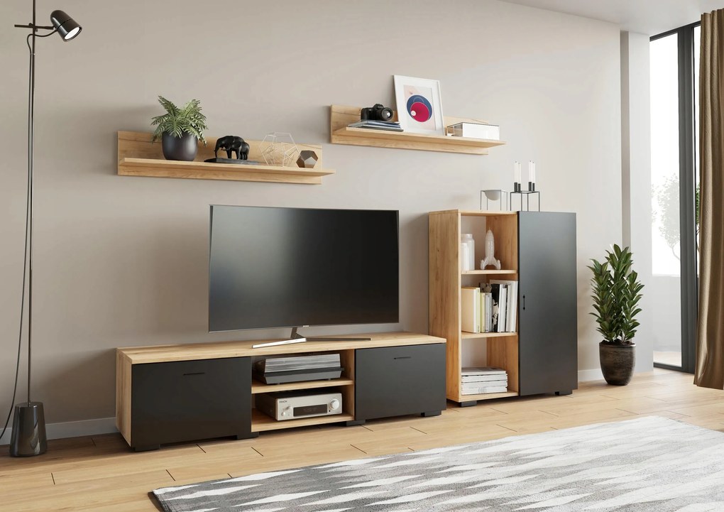 Bútorlap Chopin tölgy artisan fekete rtv komód Per