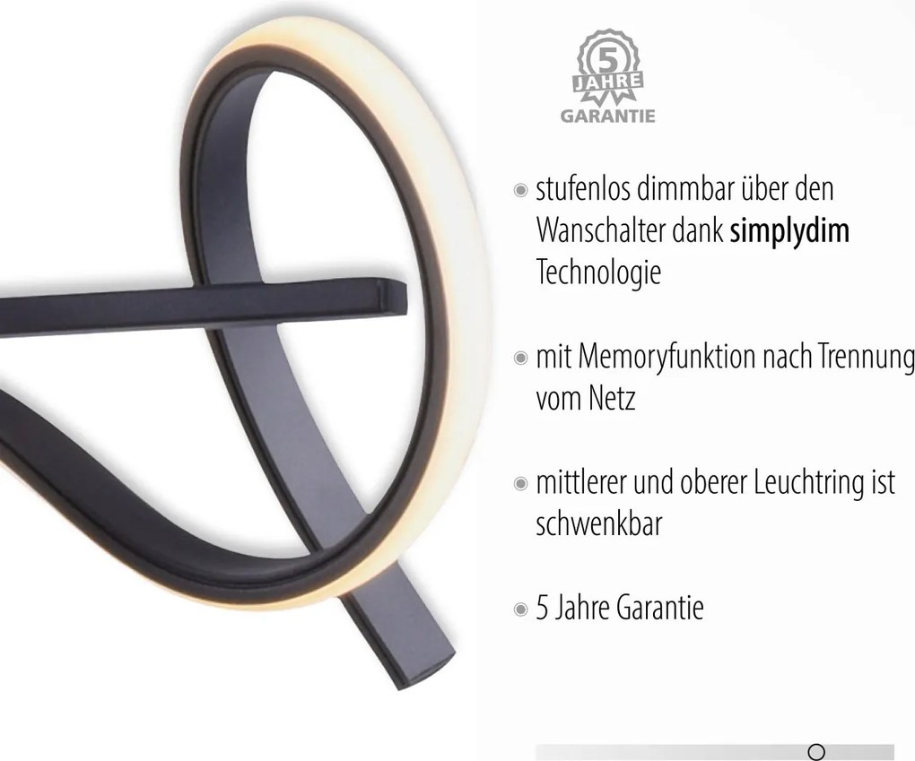 Paul Neuhaus modern függeszték curls fekete pln19033-18