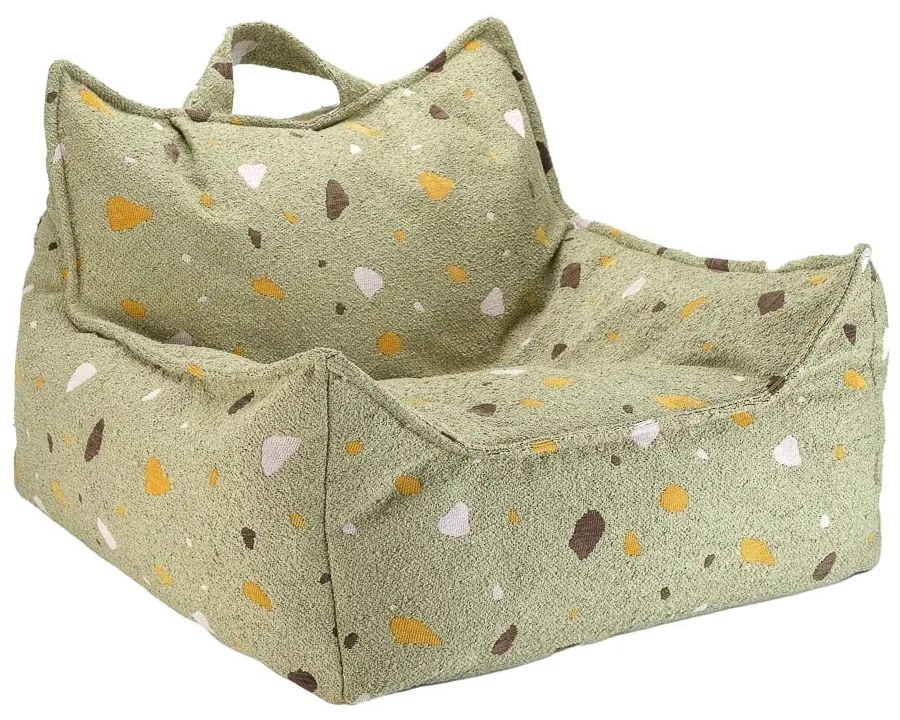 Zöld buklé-zsenília gyerek babzsákfotel Terrazzo Chair – Wigiwama