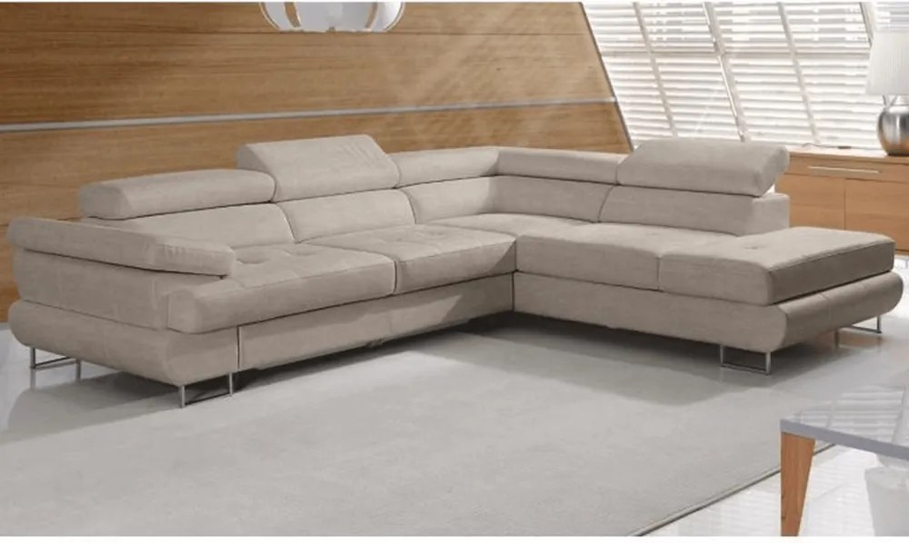 Ülőgarnitúra, világosbarna melír, szövet, jobbos, BUTON P