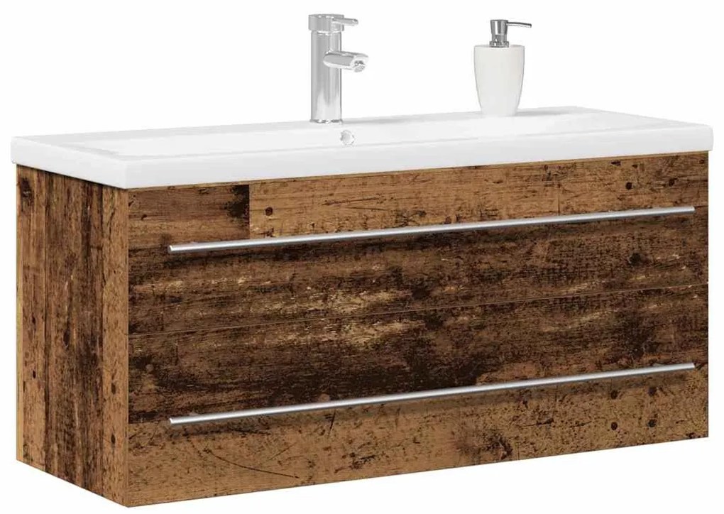 Mosdókagylós szekrény fiókkal 2 pcs Régi fa 100 x 38.5 x 48 cm