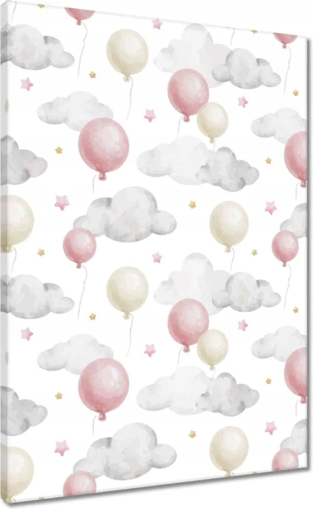 Vászonkép 50x70 Pasztell motívum rózsaszín lufikkal