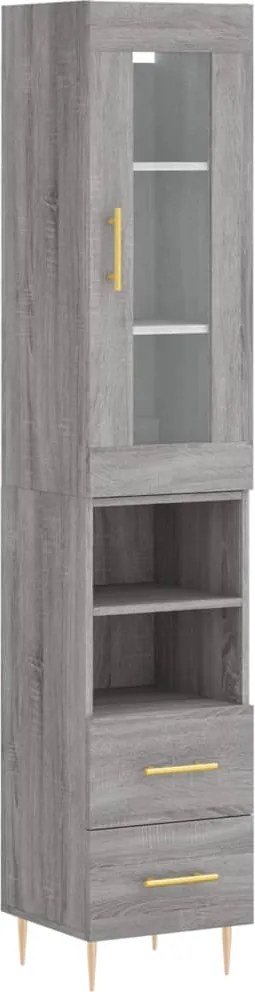 vidaXL szürke sonoma szerelt fa magasszekrény 34,5 x 34 x 180 cm