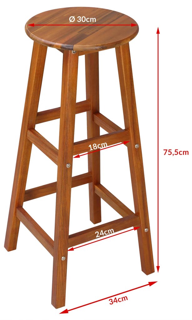 Casaria OSLO bárszék, 2 db, 34x76cm, természetes barna