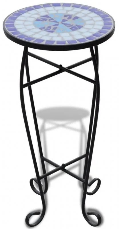 Mozaik Kávézóasztal Növénytartó Asztal Kék Fehér