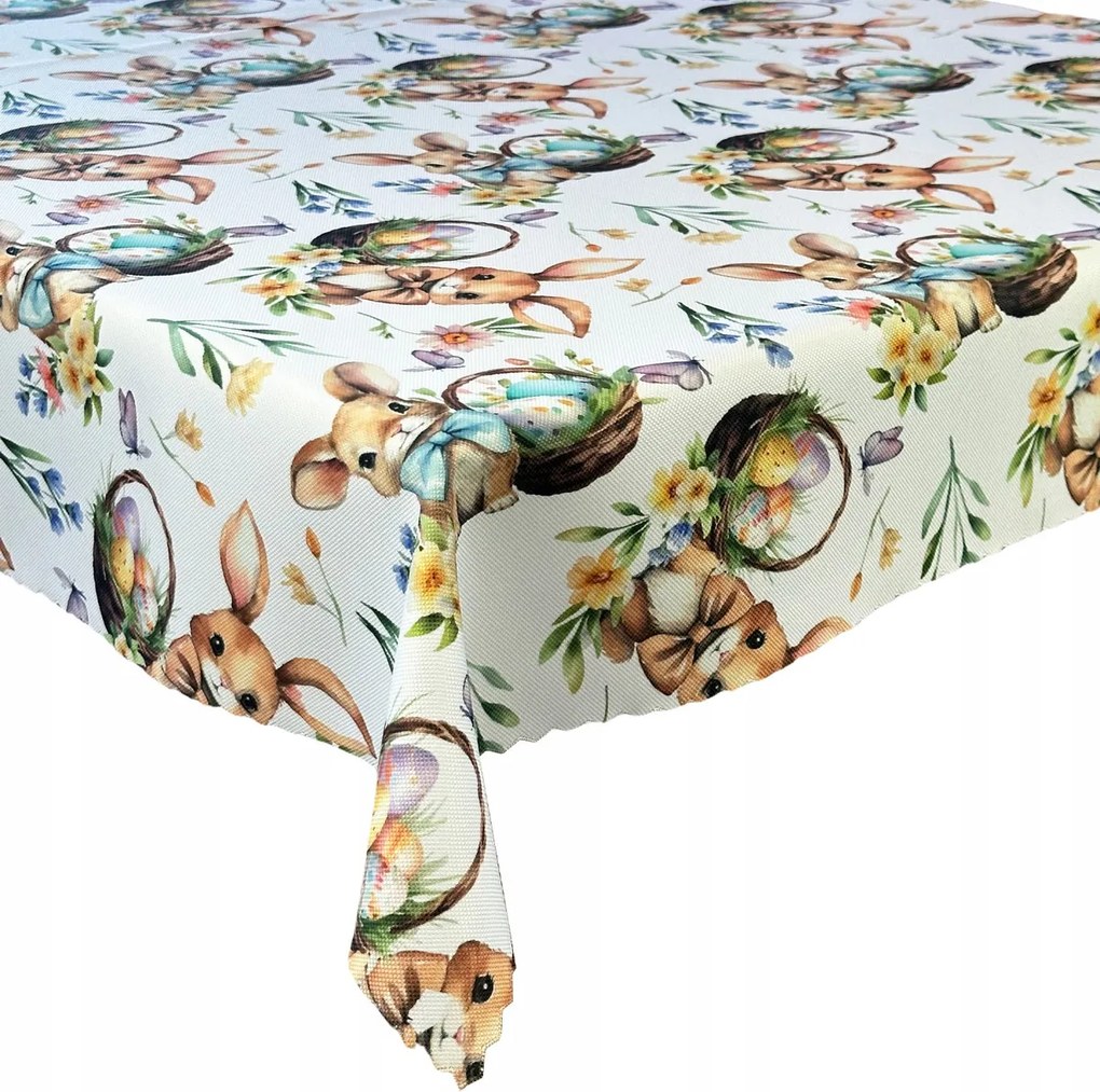 Abrosz Foltálló Húsvéti Nyomtatás Nyuszi Színes Húsvéti tojások 130x260 cm