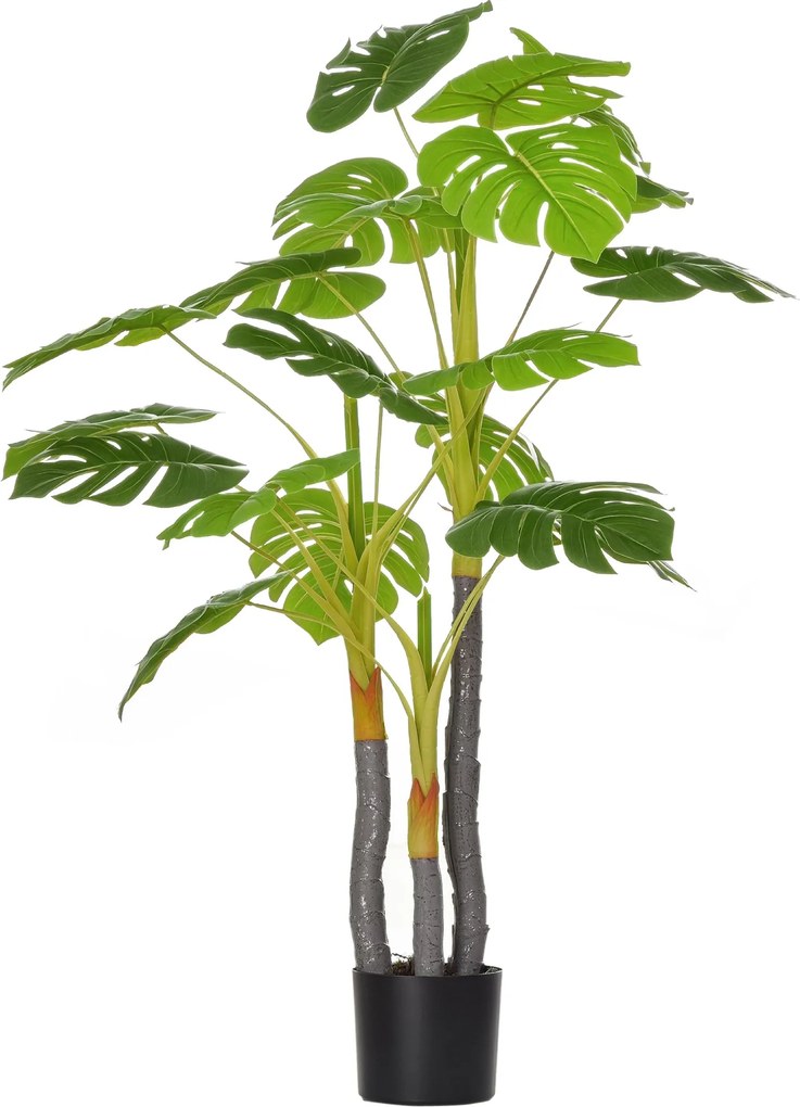HOMCOM Mesterséges Növény 120 cm Monstera Mesterséges Díszfánk 20 Levéllel Otthoni Nappali Hálószoba Zöld | Aosom