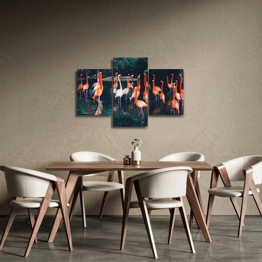 Vászonkép - Flamingók csordája (90x60 cm)