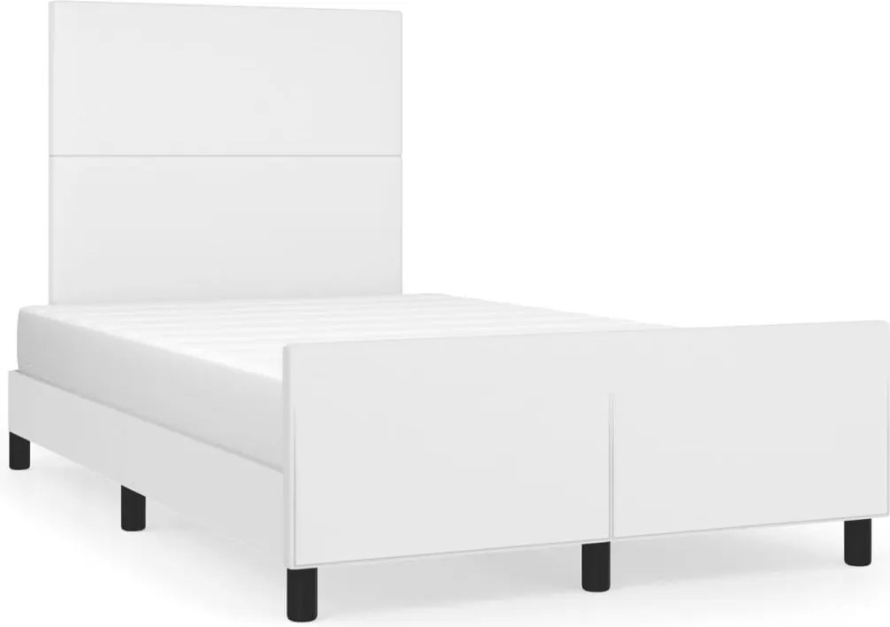 vidaXL fehér műbőr ágykeret fejtámlával 120 x 200 cm