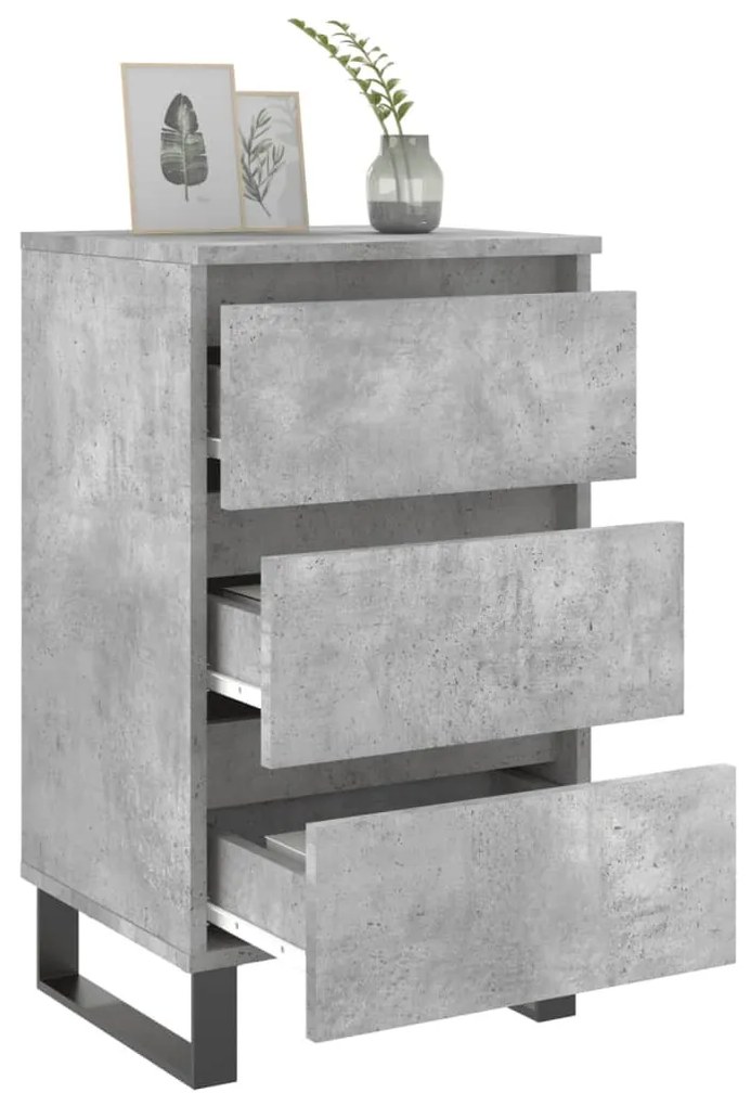 2 db betonszürke szerelt fa éjjeliszekrény 40x35x69 cm