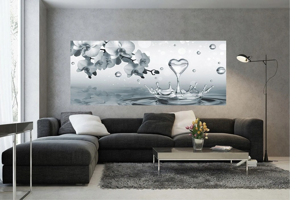 Fotótapéta Orchidea cseppek harmat fehér absztrakt mágia makró 250x104 +ragasztó