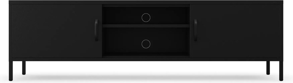 TV-szekrény fém széles XL lábakon fekete, 1700x400x500 mm: ROSARIA