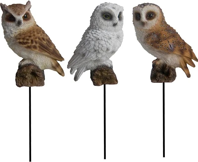 Leszúrható bagoly szobor, háromféle